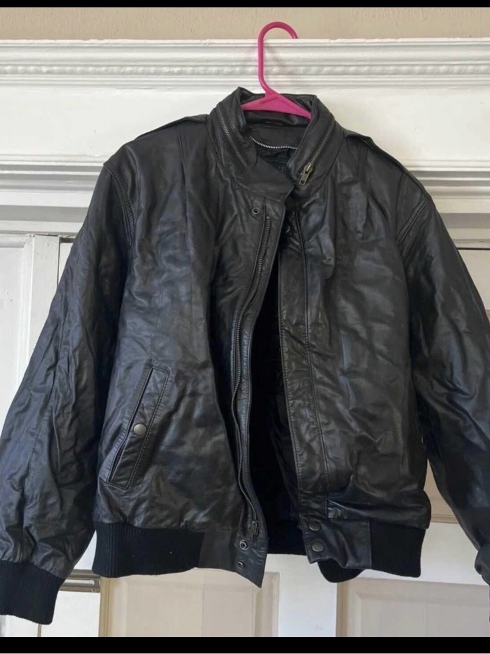 Black Vintage Leather Jacket U2 Wear Me Out Size 42??